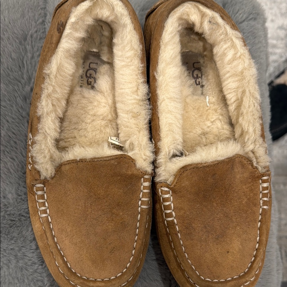 UGG Tan Suede Shearling Moccasins